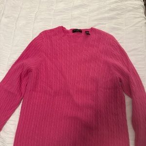 VALERIE STEVENS 100% cashmere pink cable knit crewneck pull-over sweater